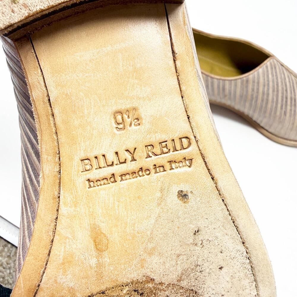 Billy Reid Tan Tooled Leather Striped Slip Ons Women's Sz 9.5 EUC Made in Italy - Picture 8 of 9